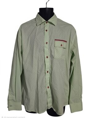 Prada Light Green Dress Shirt with Maroon Trim